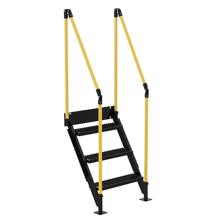 Vestil Work Plt Stairs 3 Steps 40 In. Tall PWPS-ST-3-40-BKYL